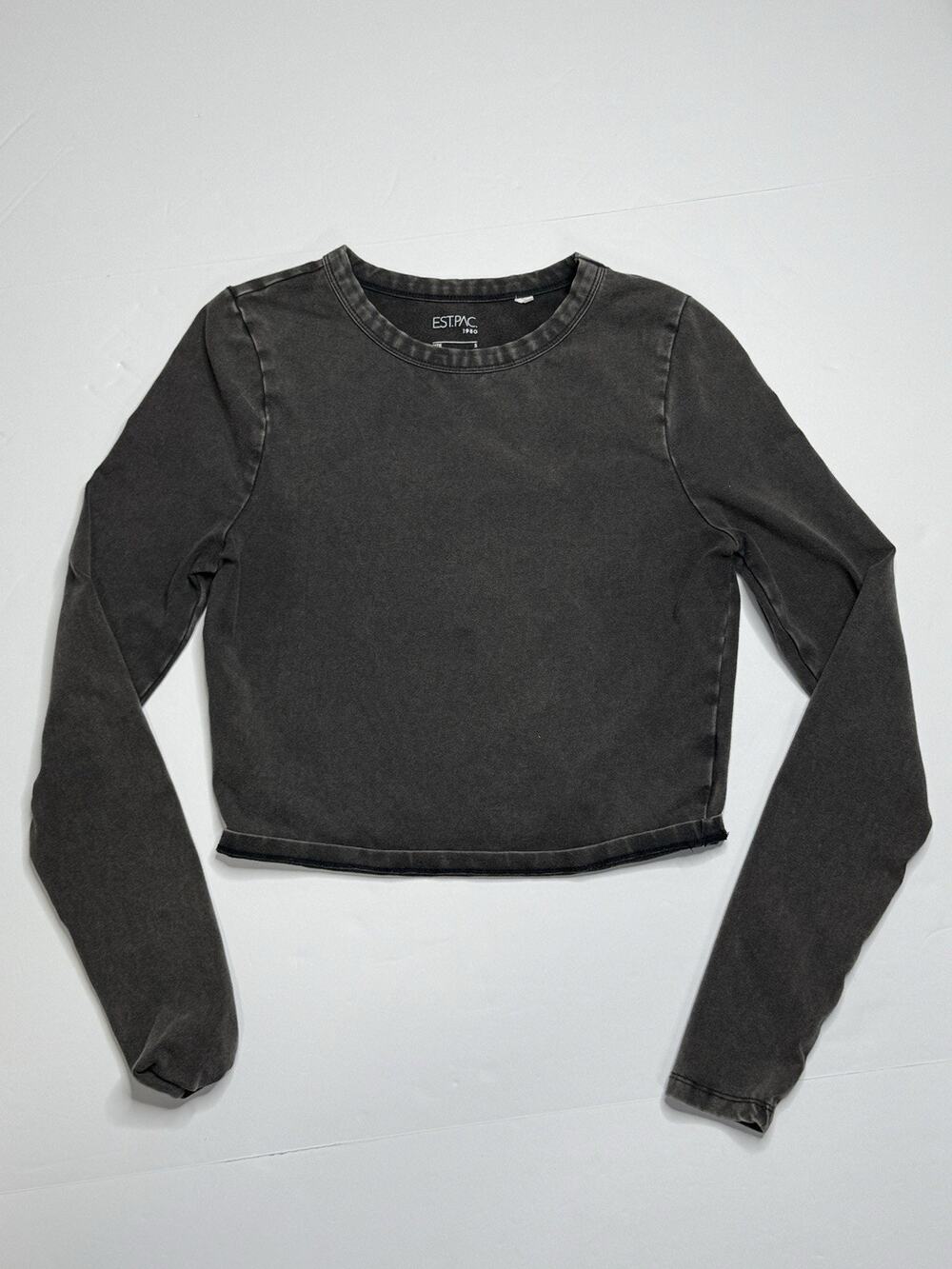 PacSun Est PAC 1980 Brenn Crop Top Womens S Black Long Sleeve Fitted